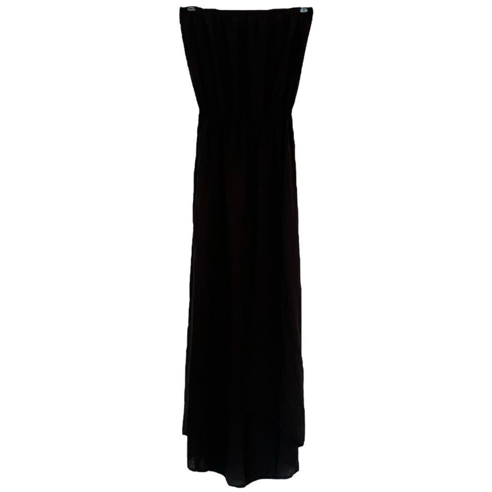 Velvet by Graham & Spencer Black Sleeveless Tube Maxi Dress High Low Hem Small